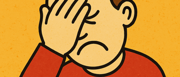 A popular internet meme character such as the "facepalm" meme, with a humorous vibe.
