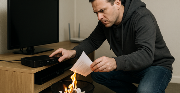 Beweise in Flammen: Ein IPTV-Betreiber versucht, belastendes Material zu vernichten – kurz bevor der juristische Hammer fällt.