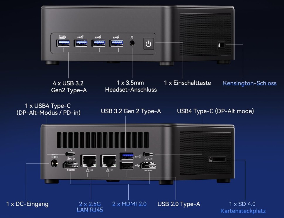 Anschlüsse vom GEEKoM IT 13 Max