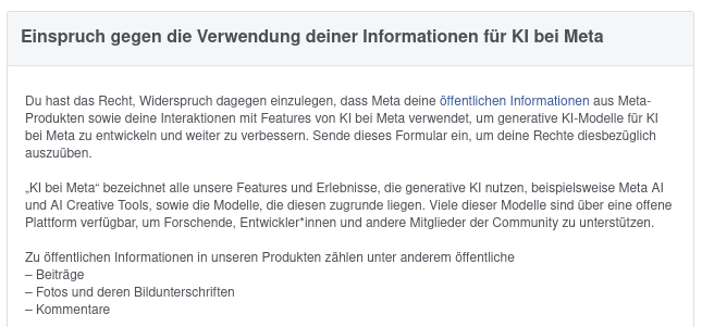 Meta AI Daten-Widerspruch
