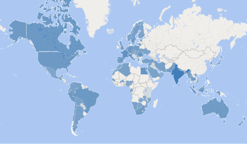Weltkarte: Verbreitung von MosaicLoader