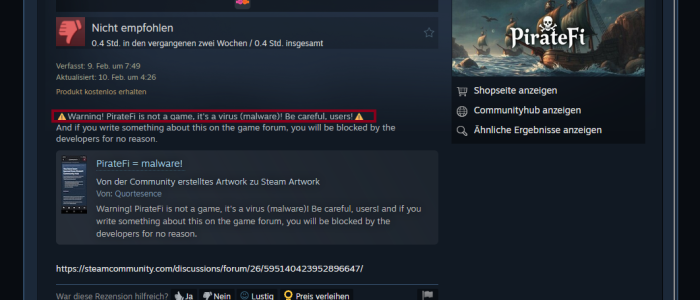 Schadcode bei Steam: mehrere Nutzer warnten.