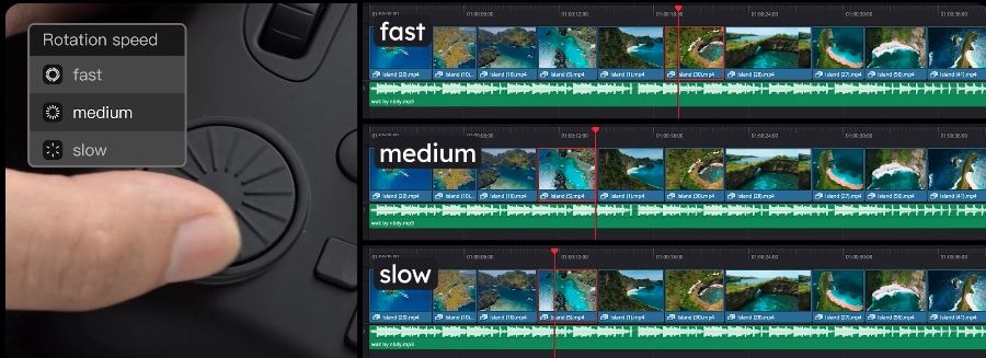Tourbox rotation speed from slow to fast.