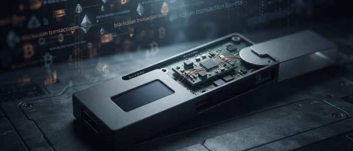 Ledger-Wallet mit geöffnetem Gehäuse und mutmaßlich verstecktem Chip hinter dem Display.
