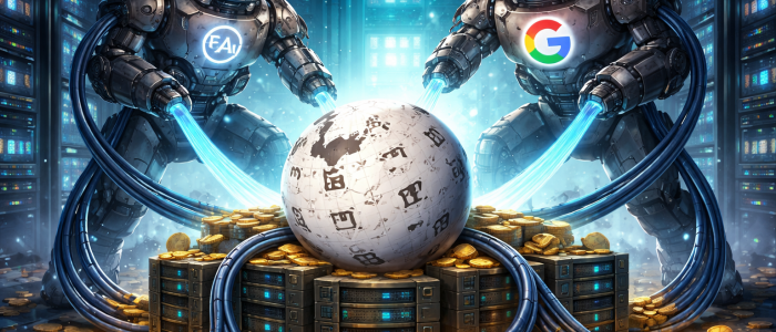 Wikipedia, KI-Bots saugen Wissen ab.