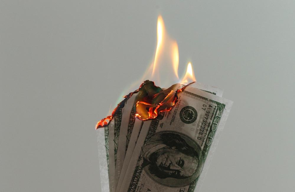 burning dollar