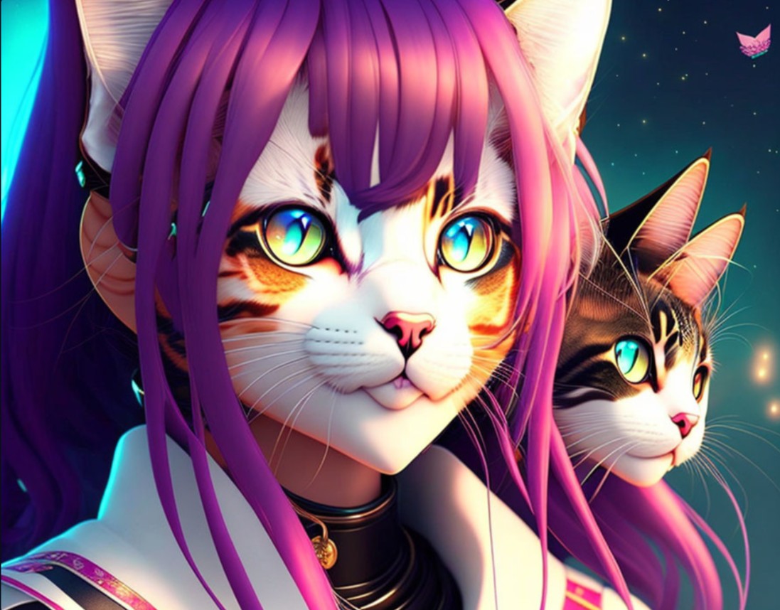 Anime cat girl + cat