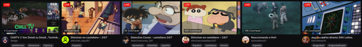 Twitch, anime