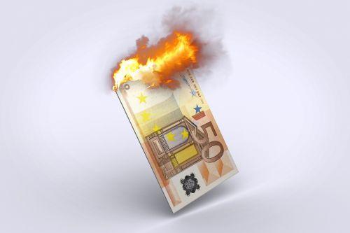 geld 50 Euro burning