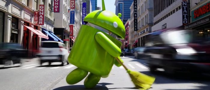 Ein Android-Männchen putzt ordentlich die Straße durch!