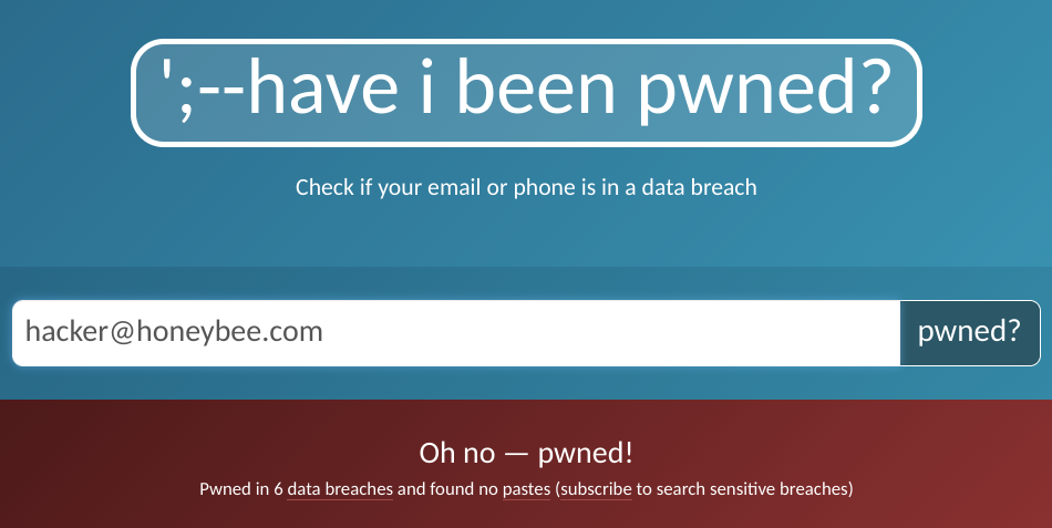 Screenshot Have I been pwned