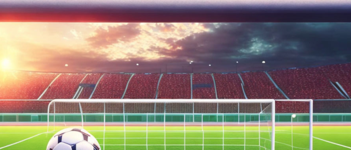 Illegale Sport-Streams, Stadion mit Fußball im Vordergrund