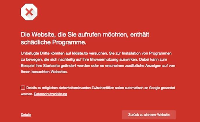 kkiste.to: Streaming-Portal für Google Chrome-Nutzer gesperrt