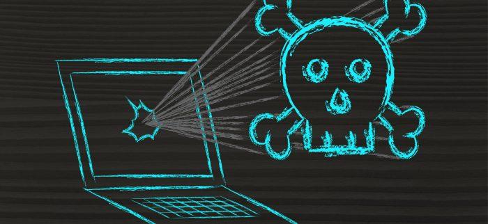 Laptop, Totenkopf, Malware, Schadsoftware, Breach