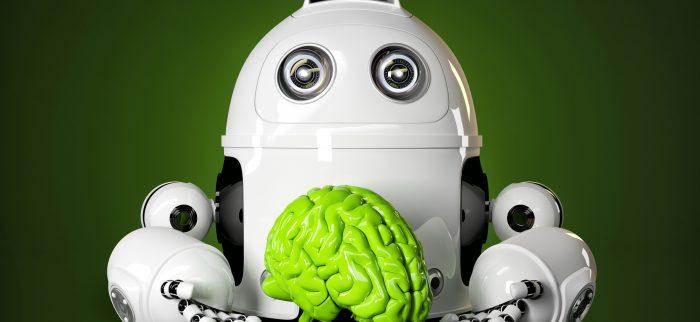 Android, Roboter, grünes Gehirn