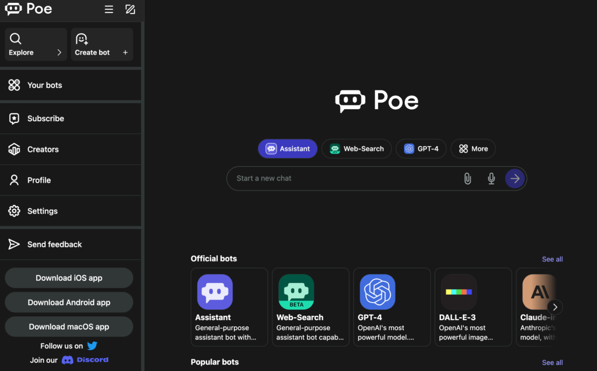 poe.com, screenshot, GPT-4