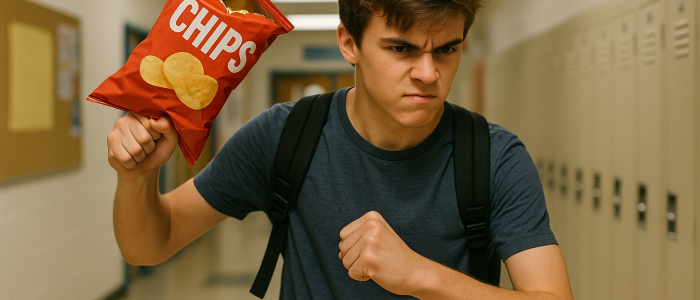 Schüler mit Chipstüte