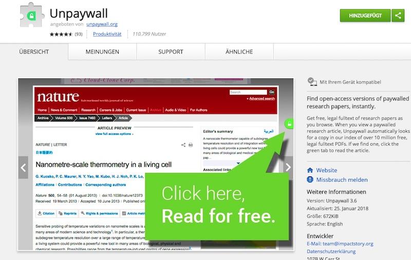 Unpaywall: Chrome Plug-in hilft Studenten bei der Suche