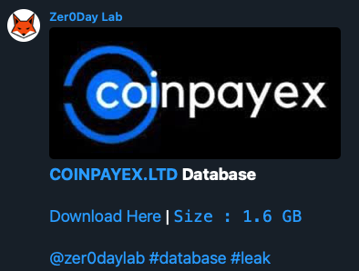 Zer0Day Lab Telegram, coinpayex