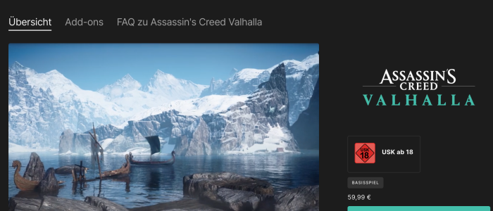 Assassin’s Creed Valhalla, @ Epic Games Store