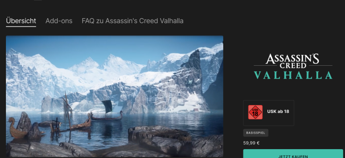 Assassin’s Creed Valhalla, @ Epic Games Store