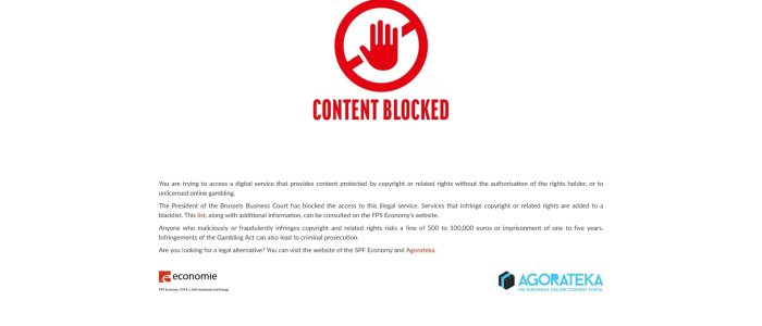 Belgien Site-Blocking, content blocked
