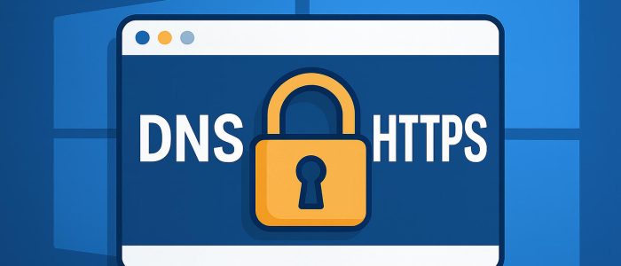 DNS over HTTPS unter Windows mit Vorhängeschloss-Symbol: Die sichere DNS-Verschlüsselung wird hier visuell dargestellt.
