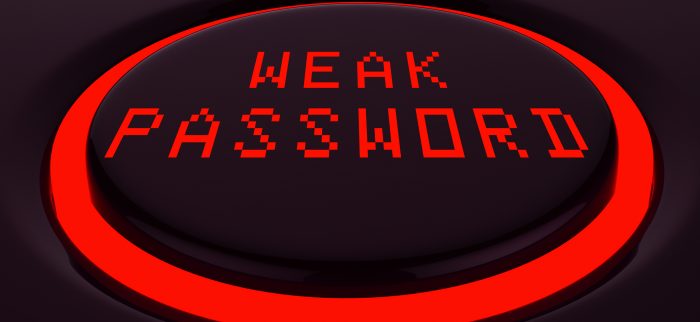 Button mit der Aufschrift "schwaches Passwort". Im Innenministerium wohl Standard.