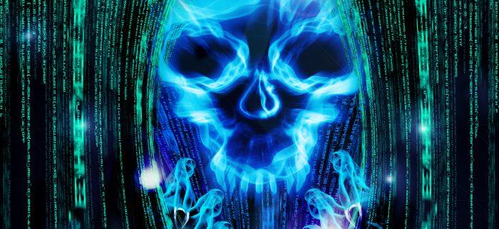 Hackerangriff Hintergrund mit Schädel
