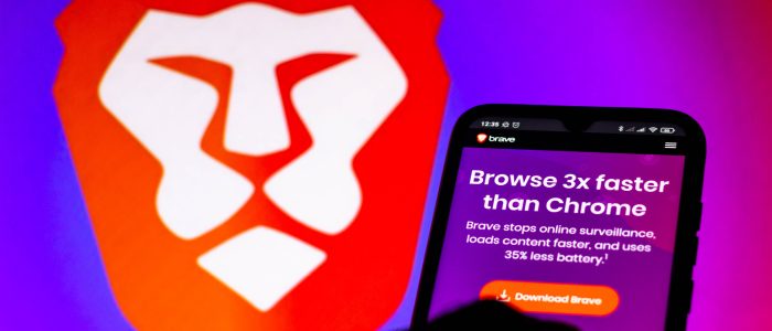 Die Brave-Browser-Seite auf einem Smartphone-Bildschirm