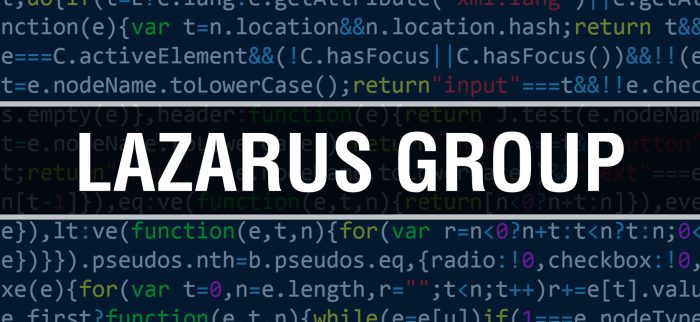 Ein Schriftzug mit "Lazarus" und Binärcode