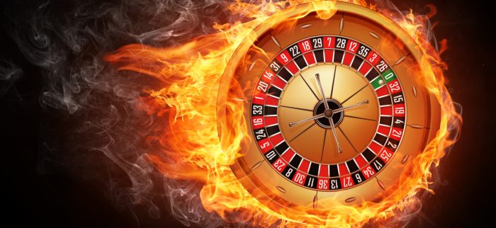 Ein Casino-Roulette-Rad in Flammen