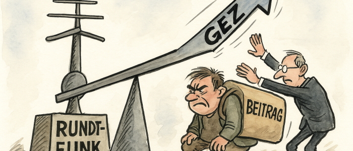 Schwer zu tragen: Der Rundfunkbeitrag drückt, während die Politik das Rad nicht stoppt.