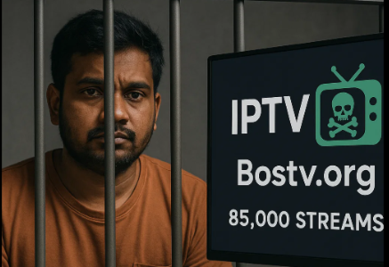 IPTV-Piraterie Indien: Betreiber von bostv.org hinter Gittern – über 85.000 illegale Streams und Millionen Zugriffe führten zur Festnahme.