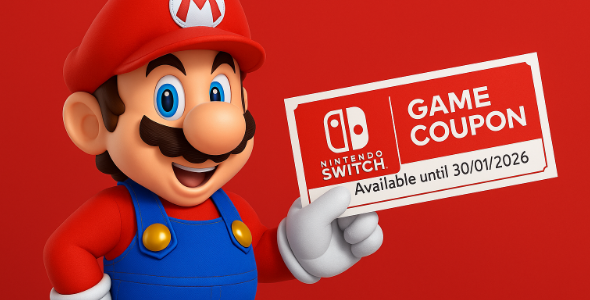 Mario wirbt – aber nicht mehr lange: Nintendo Switch-Game-Coupons laufen bald aus.
