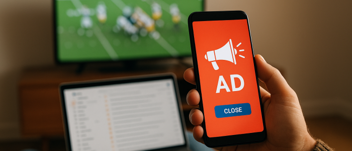 Ungebeten, aber wirksam: Werbung konkurriert mit Spiel und Bildschirm.