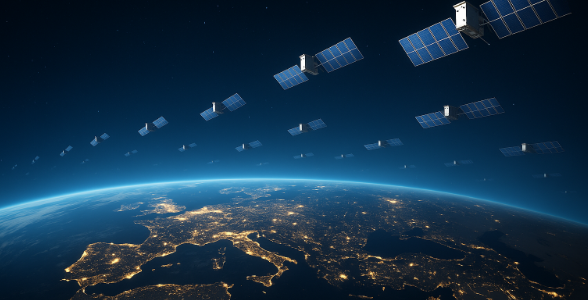 Starlinks globale Präsenz: Satellitenkonstellation über der nächtlich erleuchteten Erde – das digitale Rückgrat aus dem All, das für Stunden verstummte.