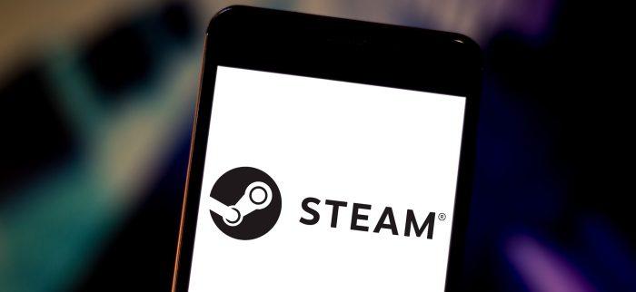 Smartphone mit dem Logo von Steam