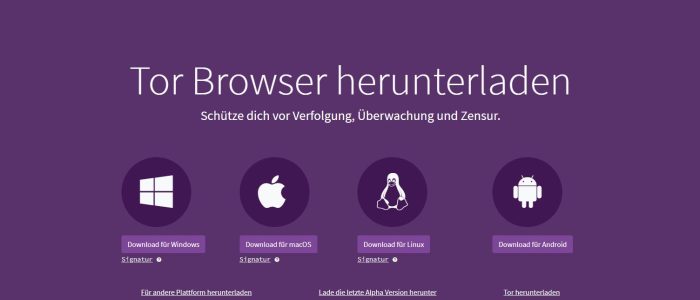 Deutsche Download-Seite des Tor-Browsers