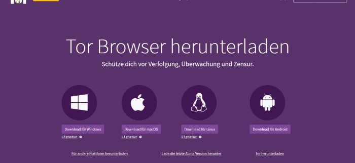 Deutsche Download-Seite des Tor-Browsers