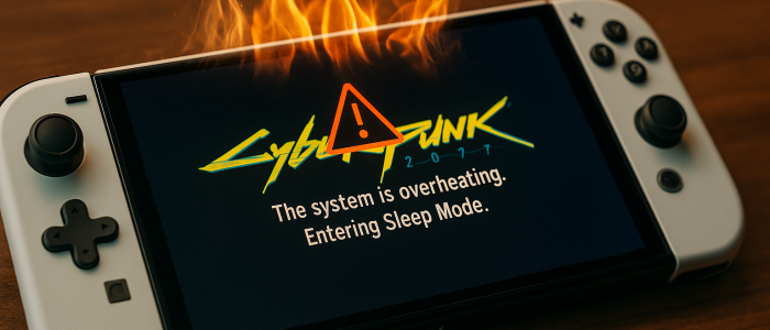 Wenn Gaming zur Hitzeschlacht wird – Switch 2 im Hitzemodus während Cyberpunk 2077.