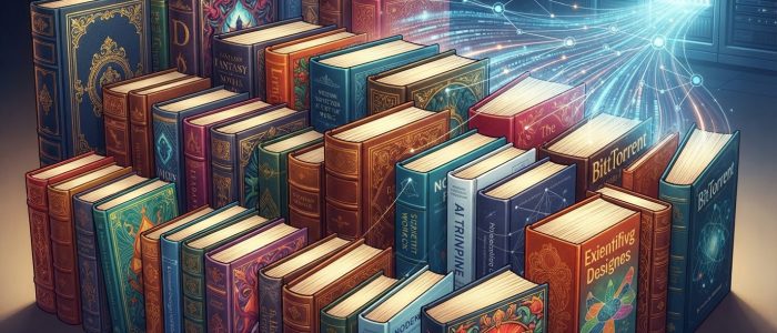 Bunte Buchcover als Symbol für Buch-Piraterie und die Nutzung urheberrechtlich geschützter Bücher zum KI-Training bei Meta.
