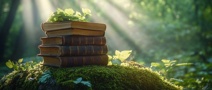 books in a forest