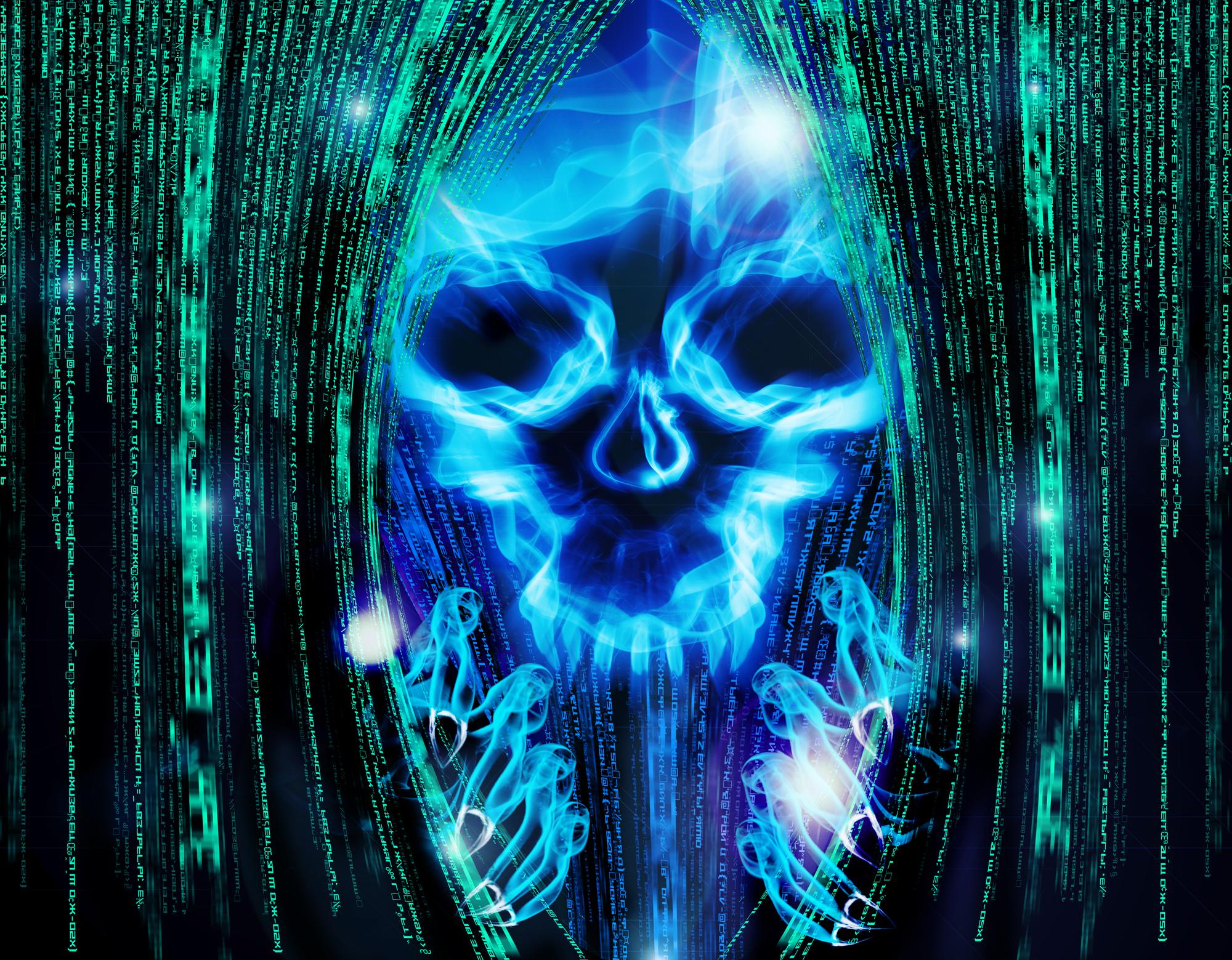 Hackerangriff Hintergrund mit Schädel