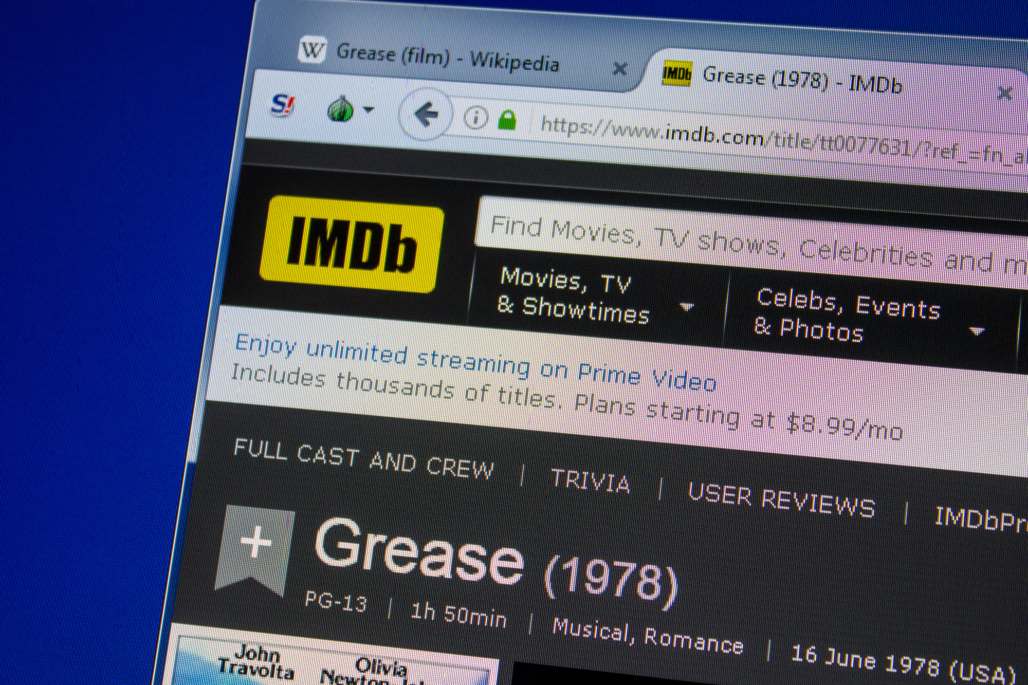 Der Film Grease auf der Webseite von IMDb