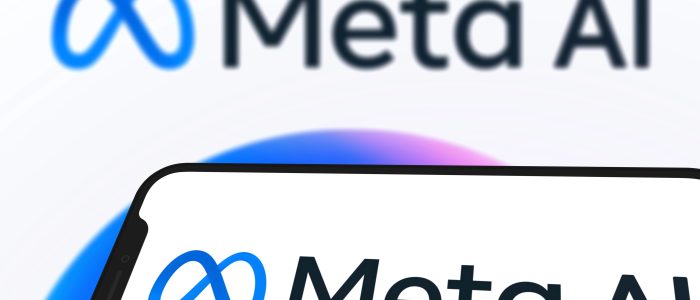 Meta KI-Chatbots, Smartphone mit META Symbol