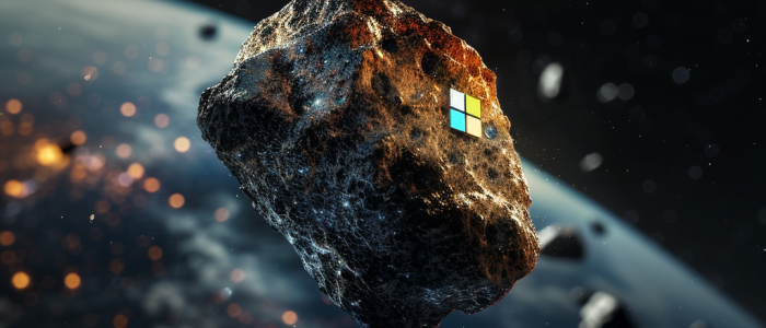 Ein Meteorit mit Microsoft-Branding rast auf die Erde zu