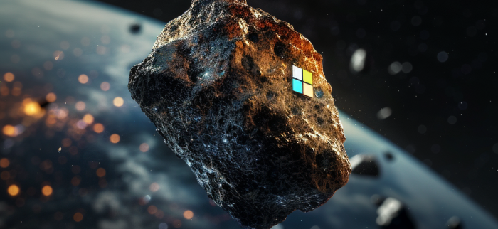 Ein Meteorit mit Microsoft-Branding rast auf die Erde zu