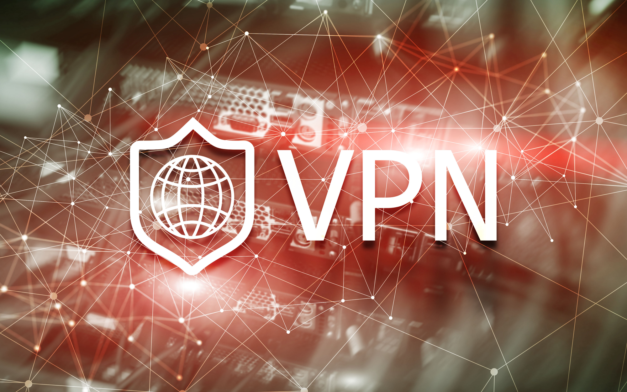 Logo eines VPN-Anbieters auf abstraktem Hintergrund