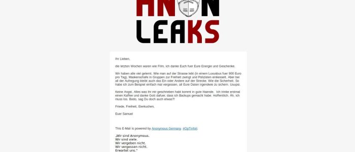 Samuel Eckert, AnonLeaks, Anonymous Germany